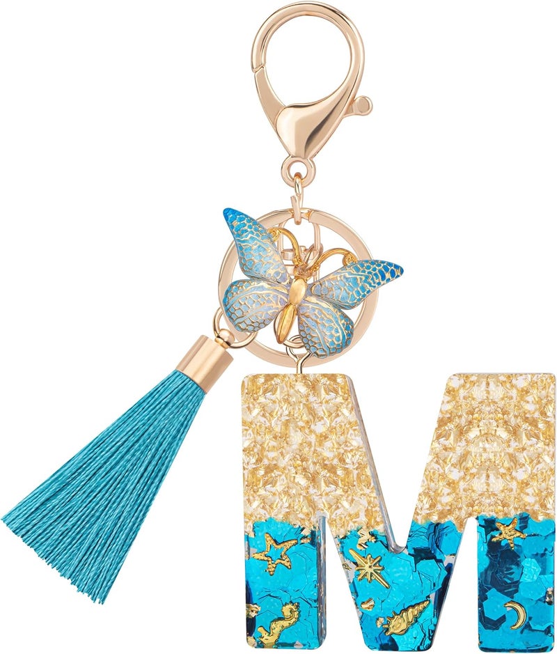 Suweibuke Cute Pink Key Chains for Women Girls, Initial Letter Keychains with Tassel, Charms for Key Purse Handbags Backpacks - Image 1